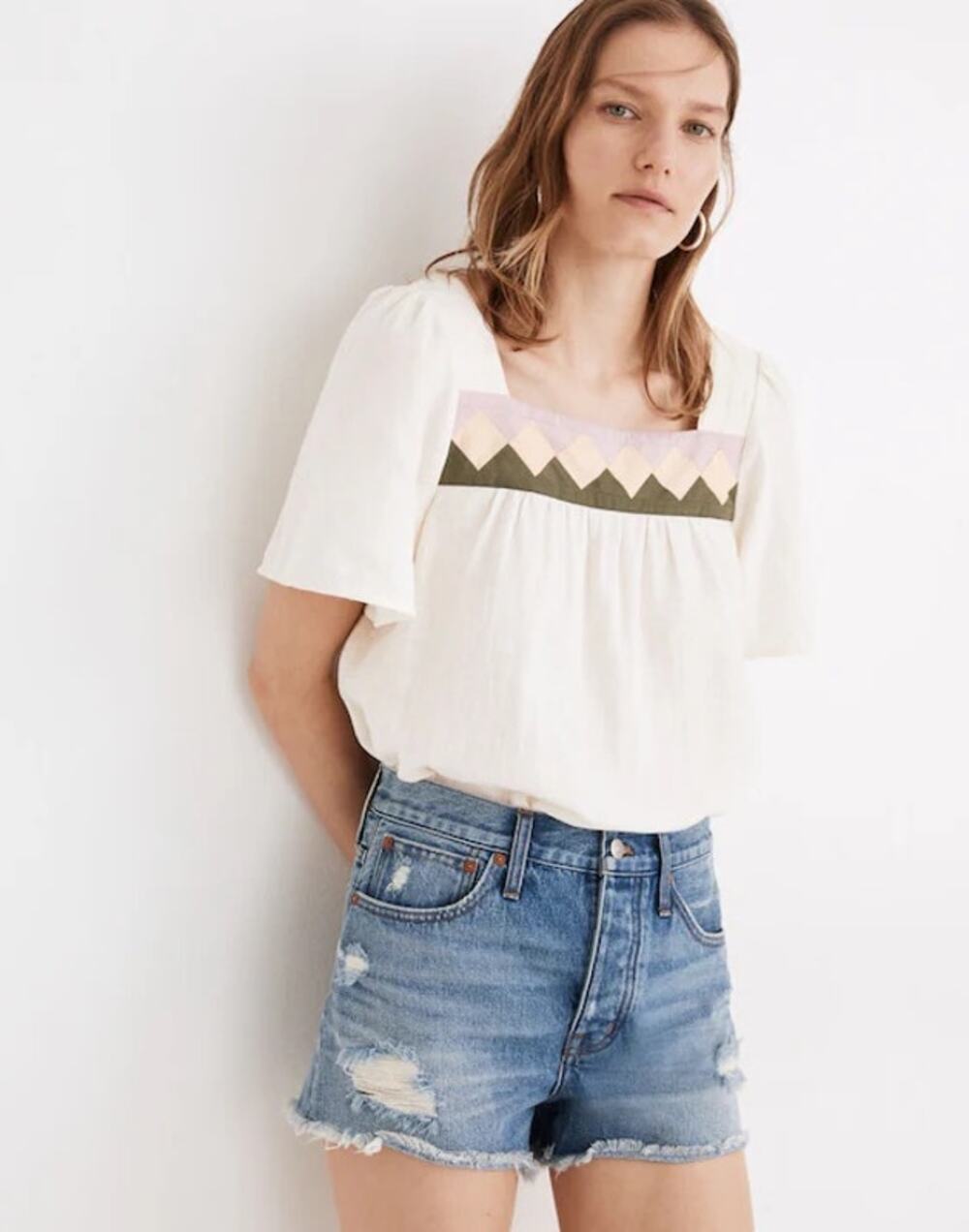 Madewell Relaxed Denim Shorts in Homecrest Wash: Ripped Edition size 27 NWT